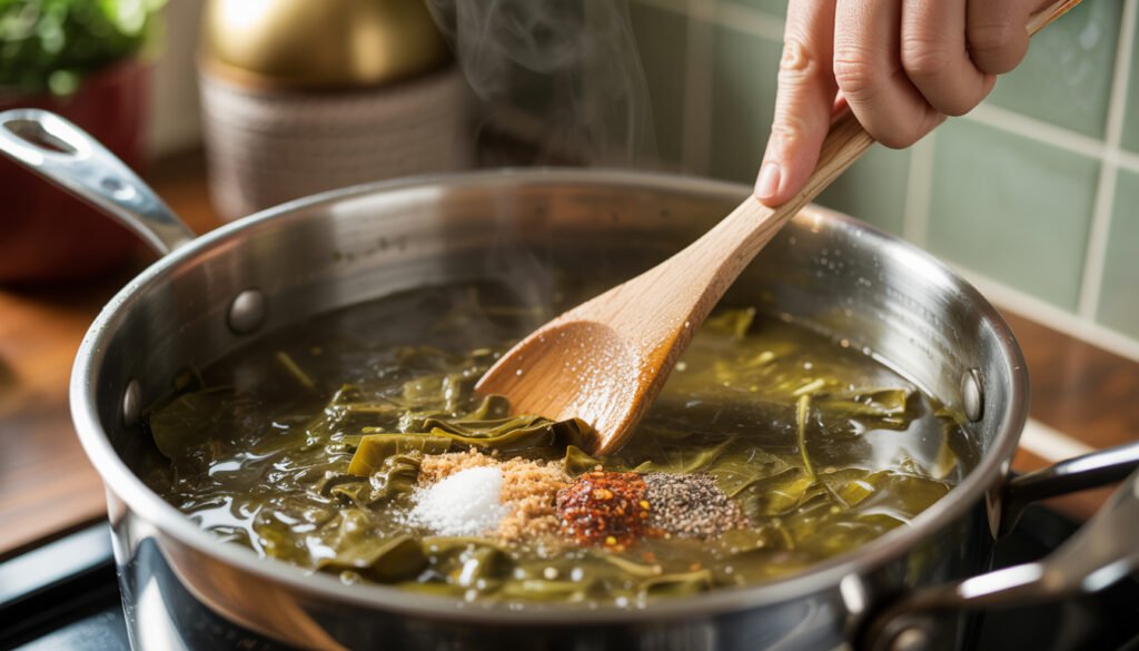 Seasoning collard greens