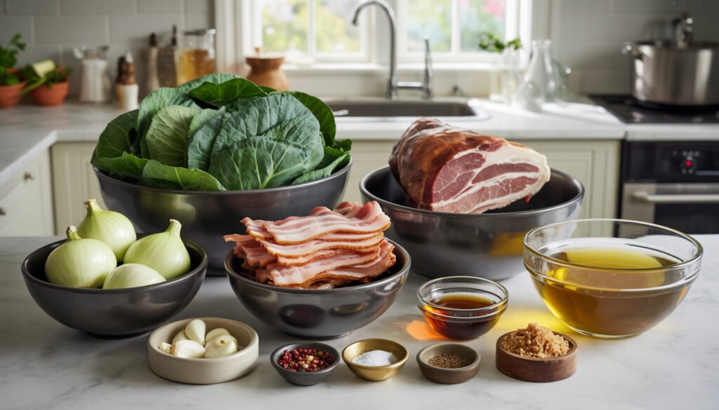 Ingredients for collard greens