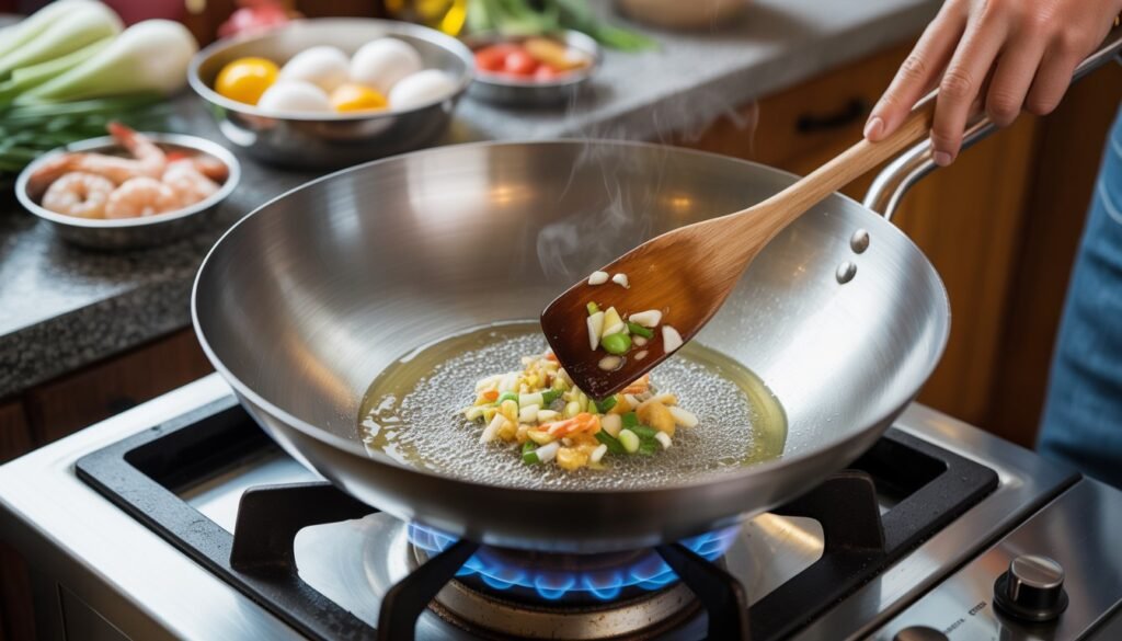 Stir-frying aromatics