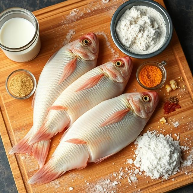 Raw whole fish with ingredients