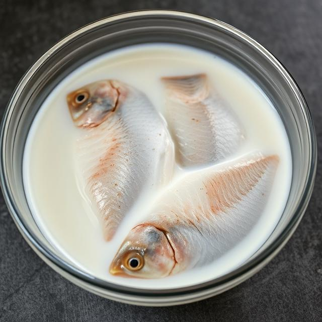 Fish soaking in milk
