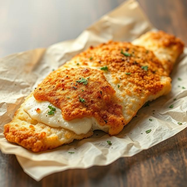 Fried fish on parchment paper