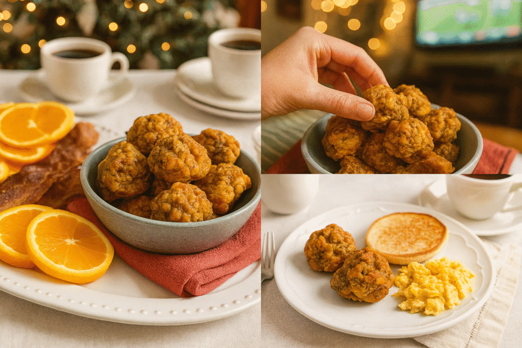 Sausage balls served for brunch parties and snacks in different settings