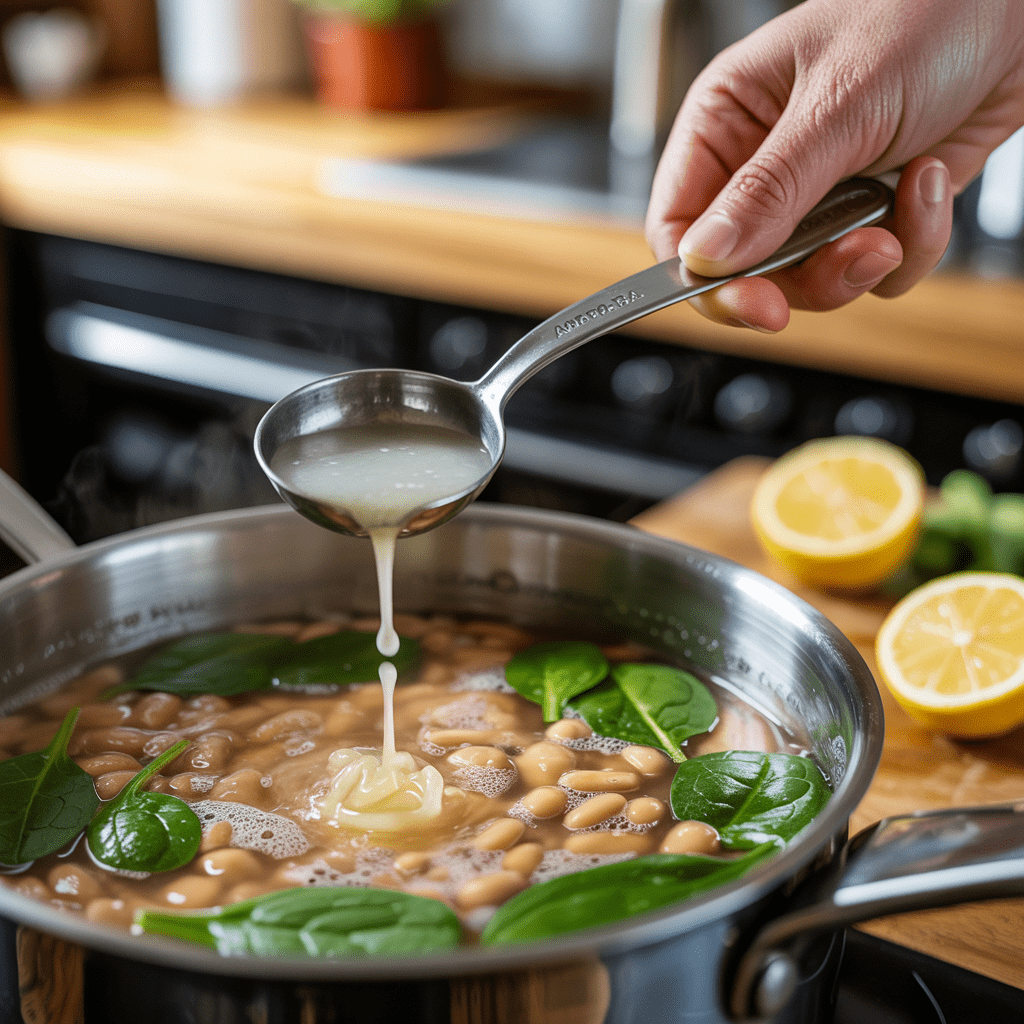 Adding aquafaba to beans for a silky emulsion