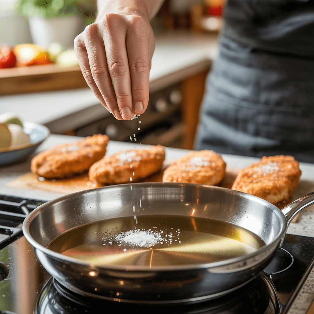 Even chicken cutlets seasoned and ready for a hot, oiled skillet.