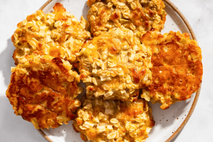 Easy apple cheddar oat cookies on a plate, 
