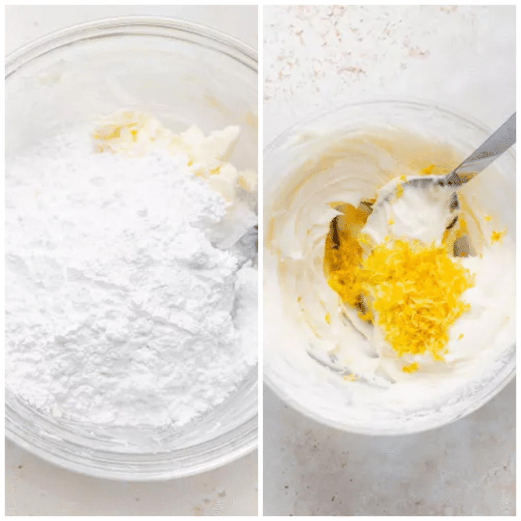 Adding powdered sugar and flavor with lemon 
